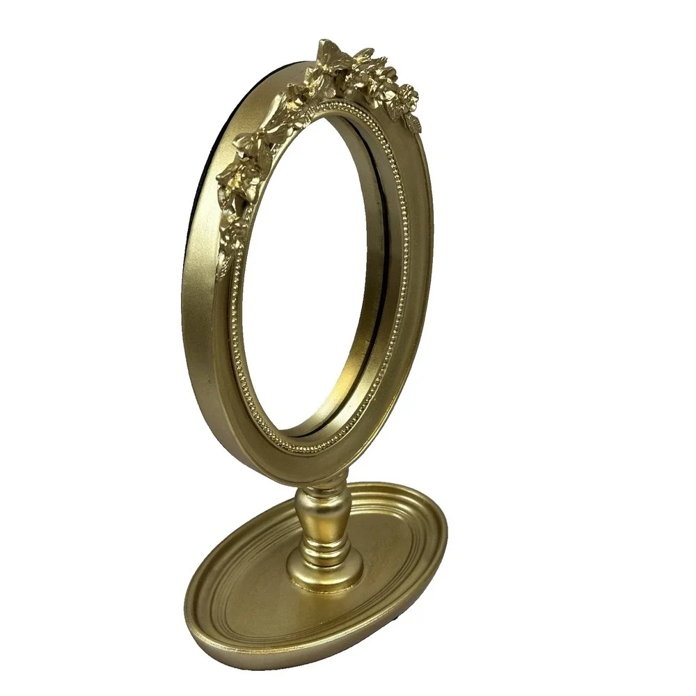 Vintage Style Gold Butterfly Floral Oval Vanity Mirror‎ Tabletop Decor
